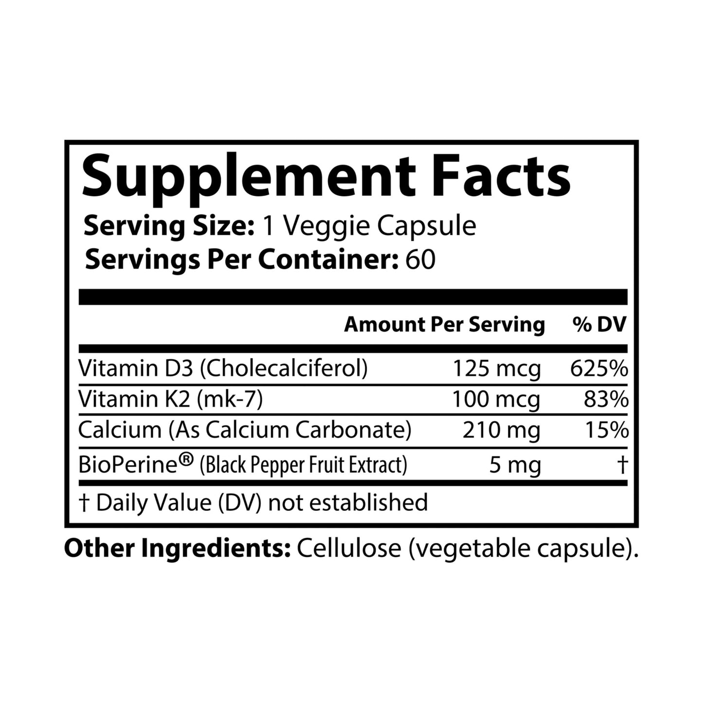 Solar Harmony Vitamin D3 K2 Supplement | 2-Month Supply for Bone & Immune Support