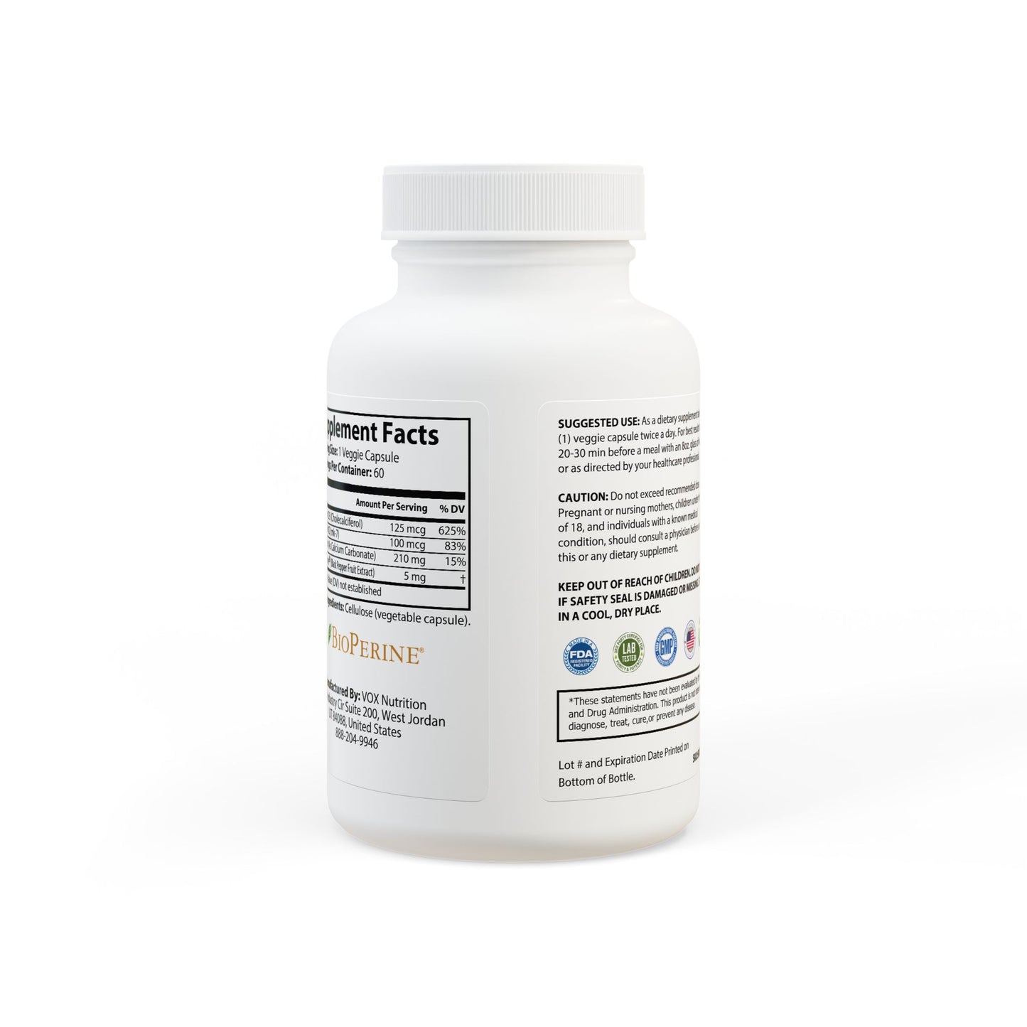 Solar Harmony Vitamin D3 K2 Supplement | 2-Month Supply for Bone & Immune Support