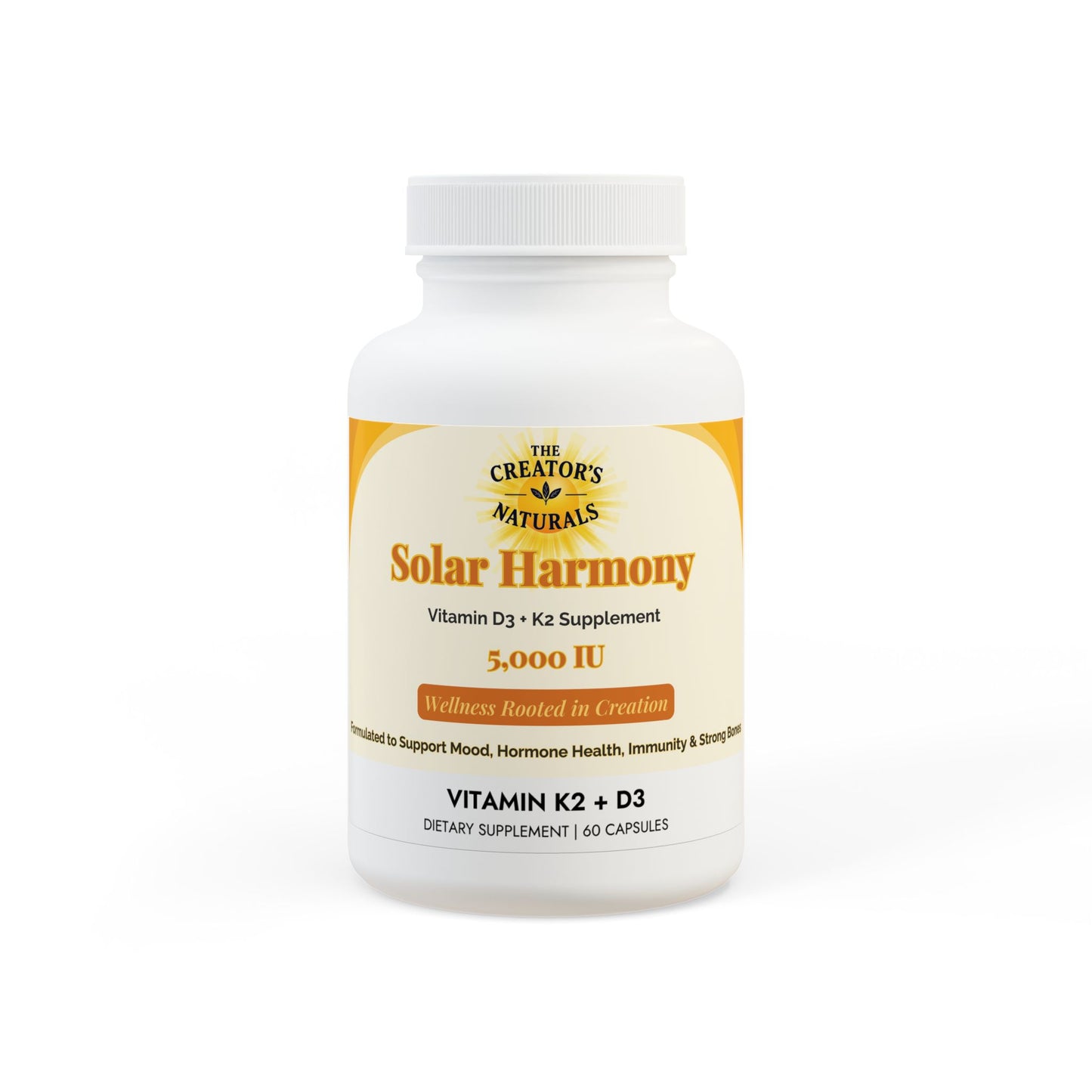Solar Harmony Vitamin D3 K2 Supplement | 2-Month Supply for Bone & Immune Support