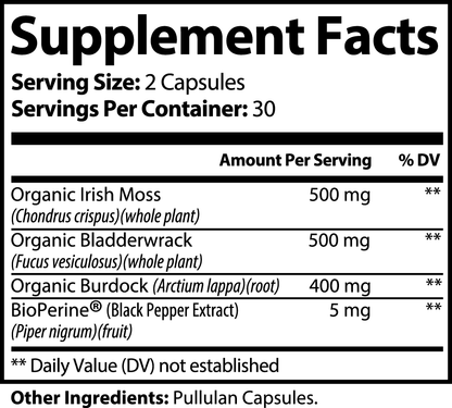 Supreme Sea Moss Capsules | Organic Irish Moss with Bladderwrack & Burdock